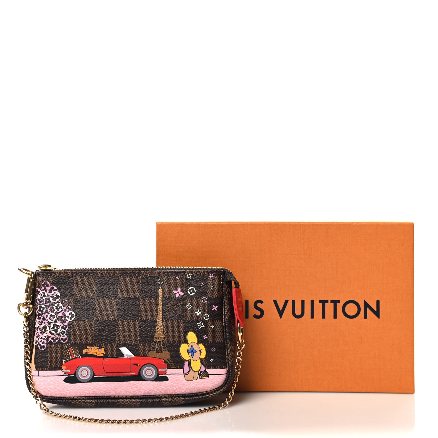 Louis Vuitton Damier Ebene 2019 Christmas Animation Mini Pochette Accessories Red 11 of 11
