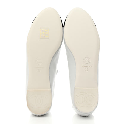 Chanel Lambskin Grosgrain Cap Toe CC Ballerina Flats With Leg Warmers 36 White 6 of 10
