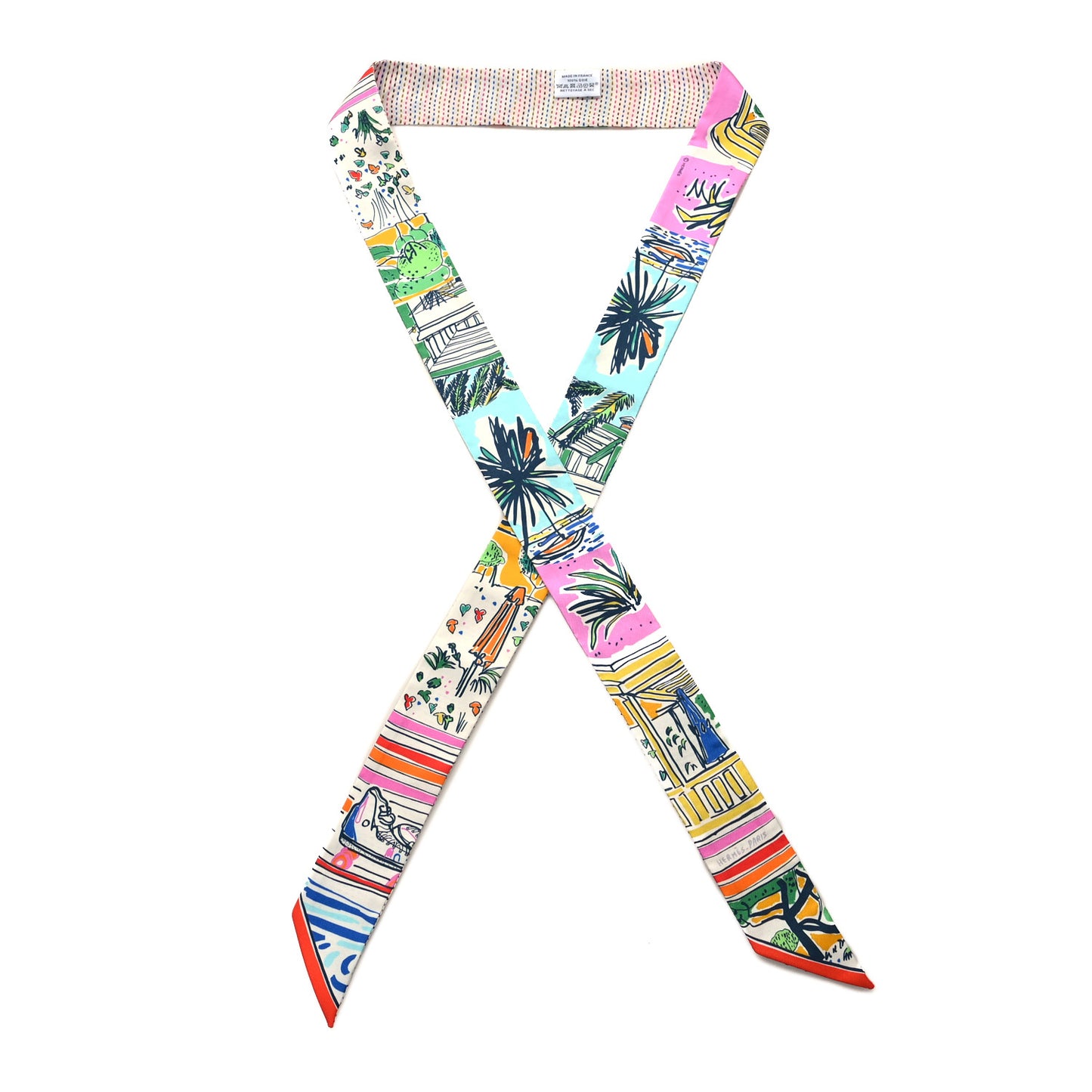 Silk Pointille Rayures d'Ete Twilly Twins Rose Bleu Vert