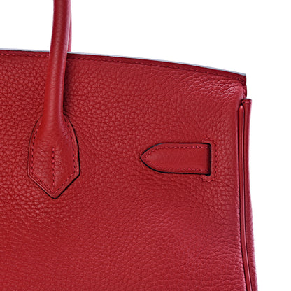 Hermes Taurillon Clemence Horseshoe Birkin 35 Rouge Casaque Black 30 of 40