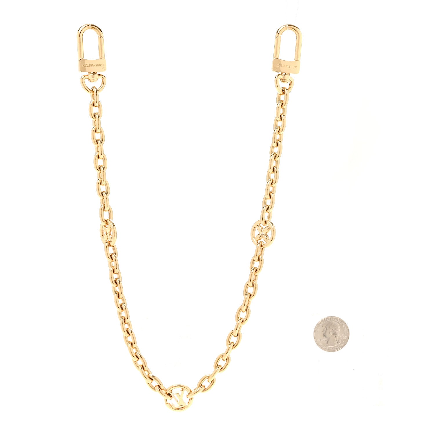 Louis Vuitton Metal LV Chain Bag Charm Gold 2 of 4
