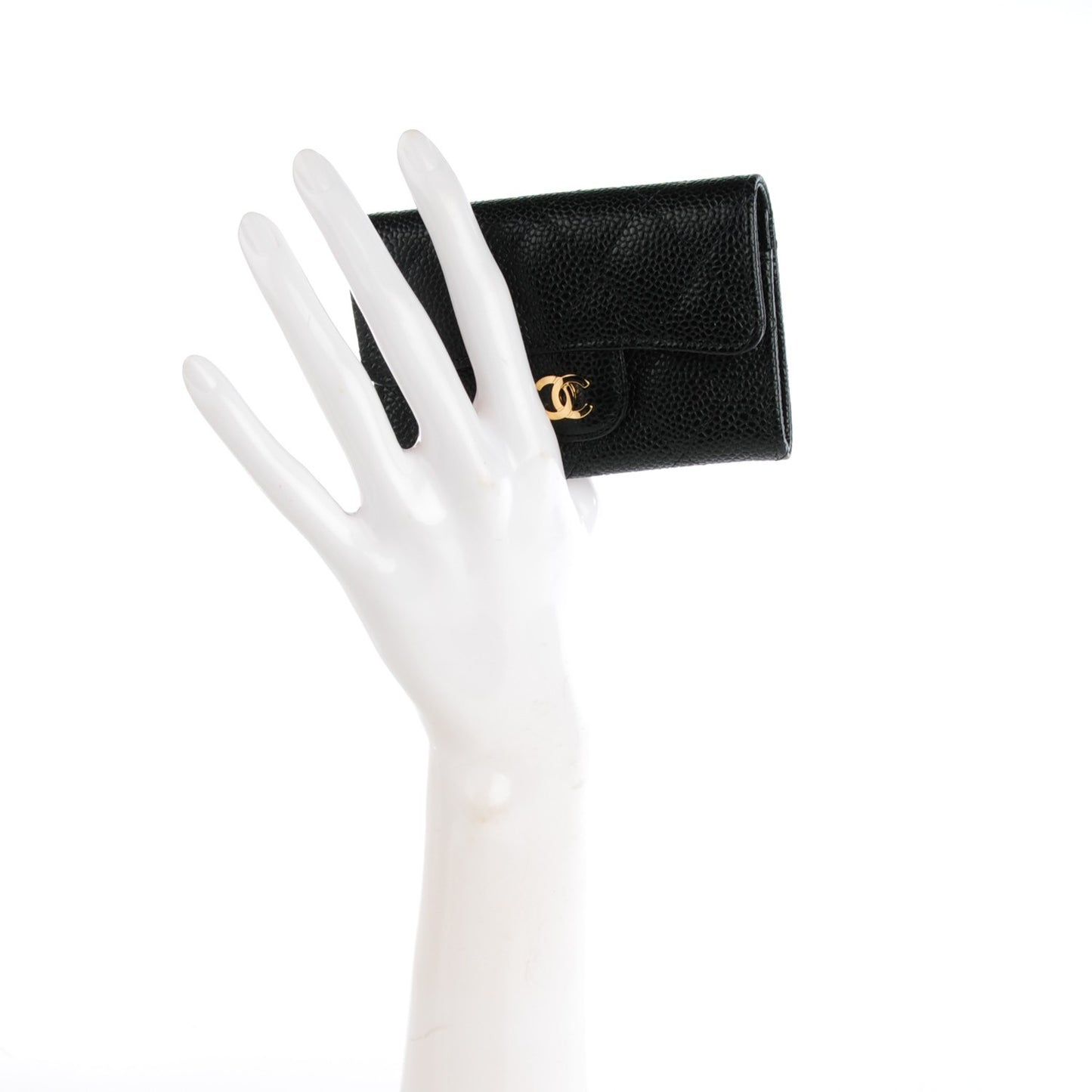 Caviar Quilted Flap Holder Black