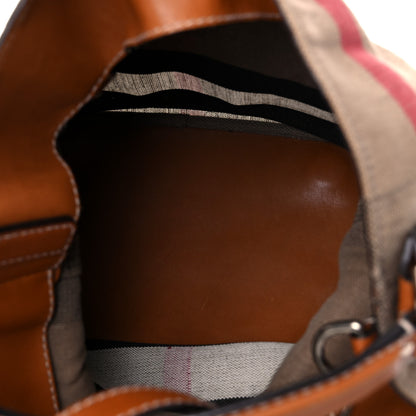 Burberry Canvas Mega Check Medium Ashby Hobo Saddle Brown 5 of 20