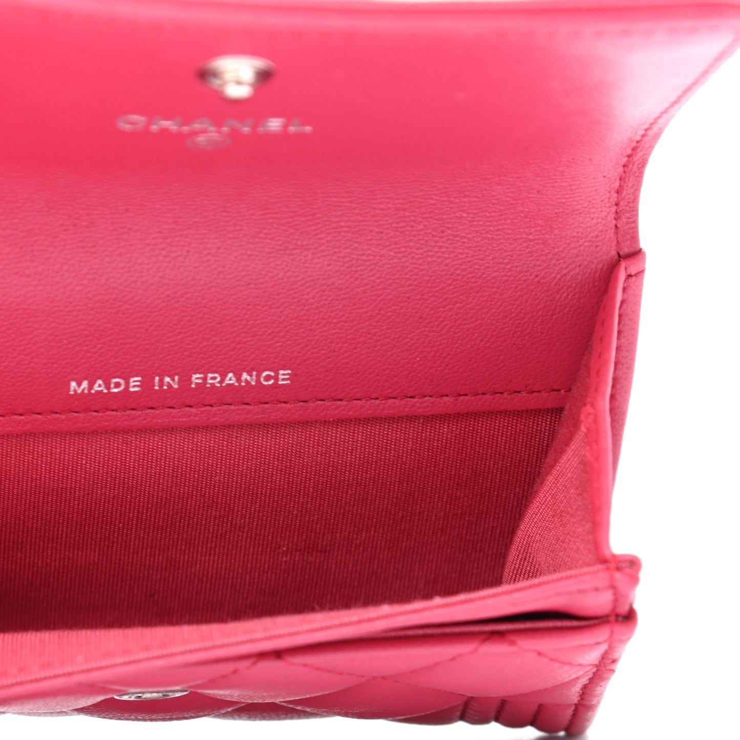 Lambskin Quilted Boy Flap Card Holder Fuchsia