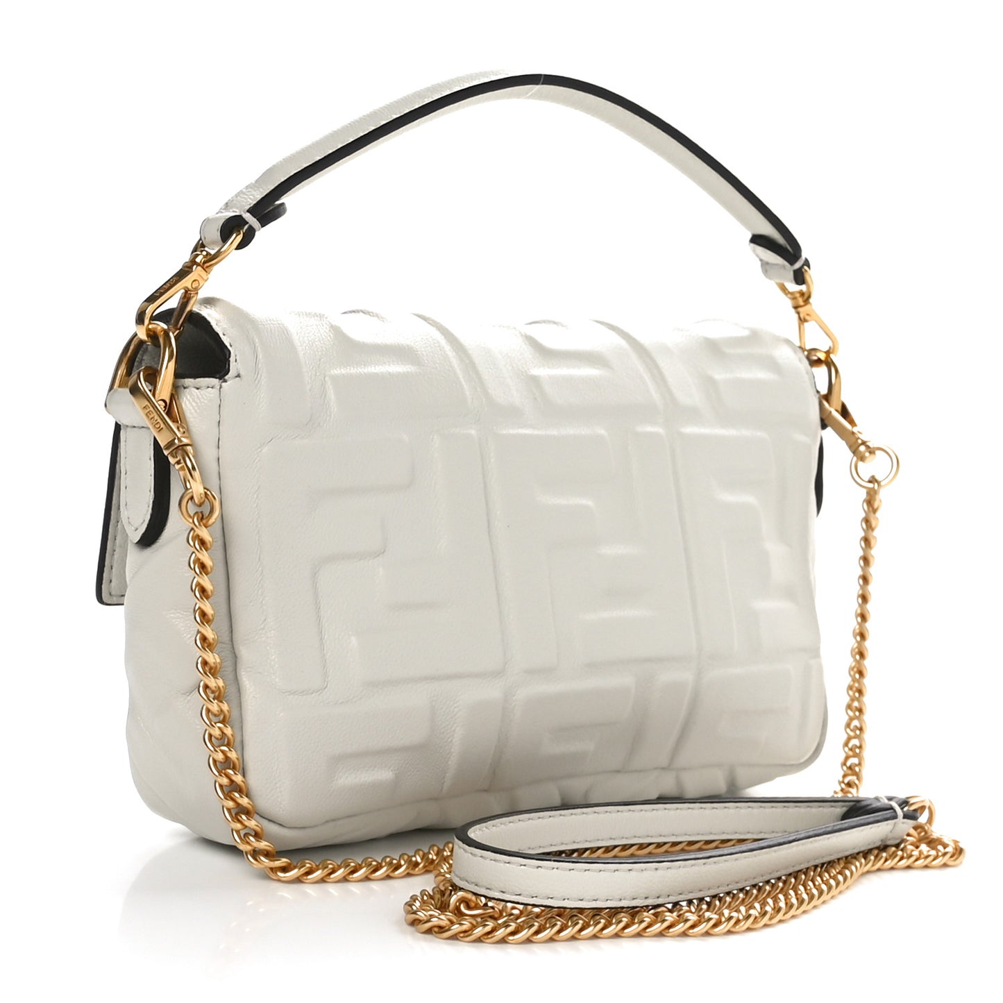 Nappa FF 1974 Embossed Mini Baguette White
