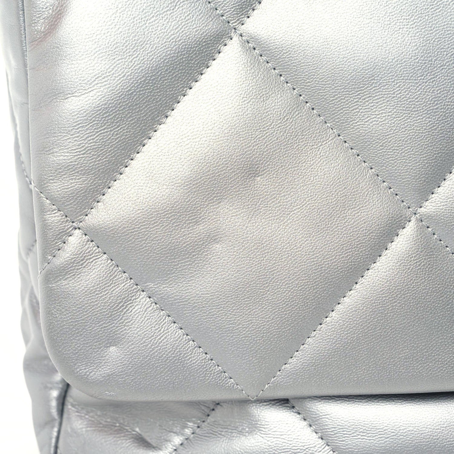 Chanel Metallic Goatskin Quilted Maxi Chanel 19 Flap Silver 12 of 12