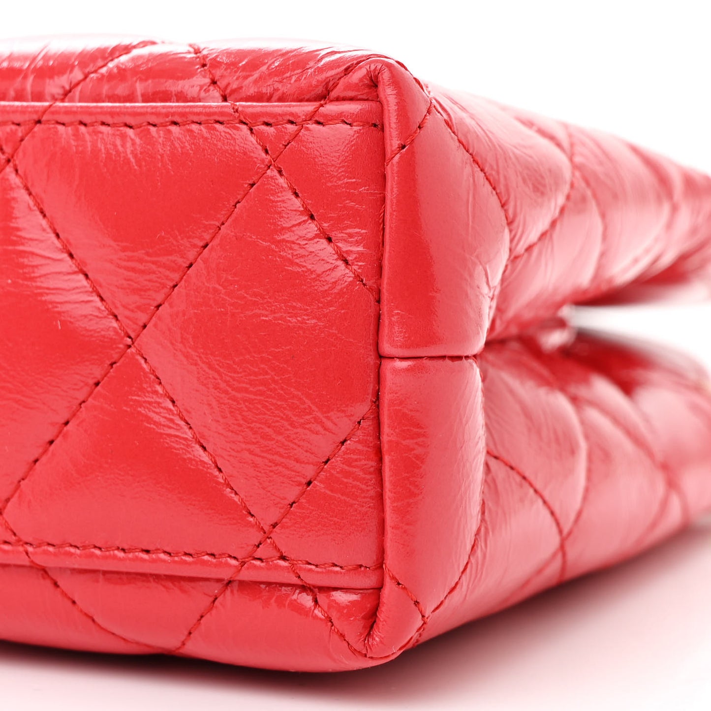 Shiny Aged Calfskin Quilted Nano Kelly Shopper Dark Red