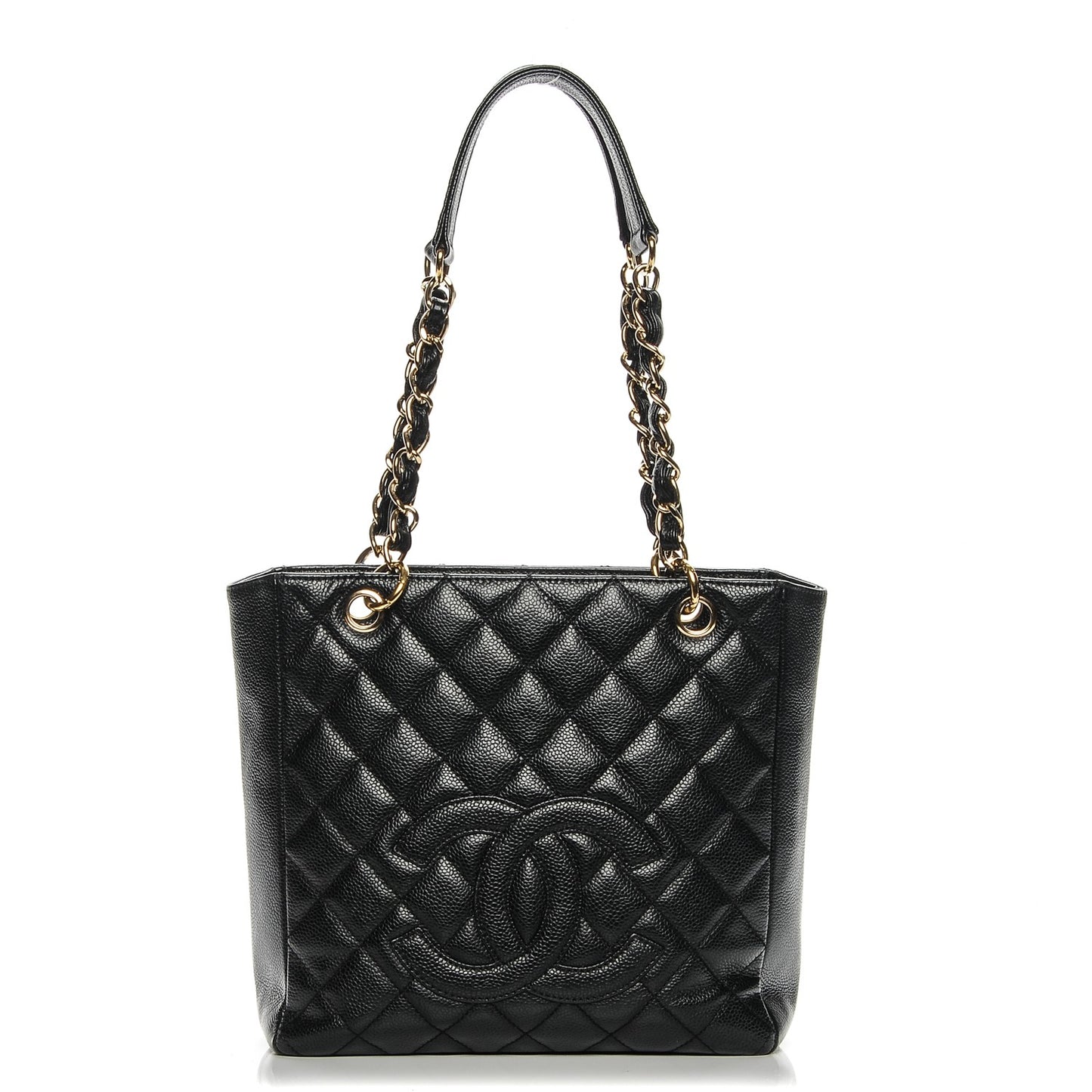 Caviar Quilted Petit Shopping Tote PST Black