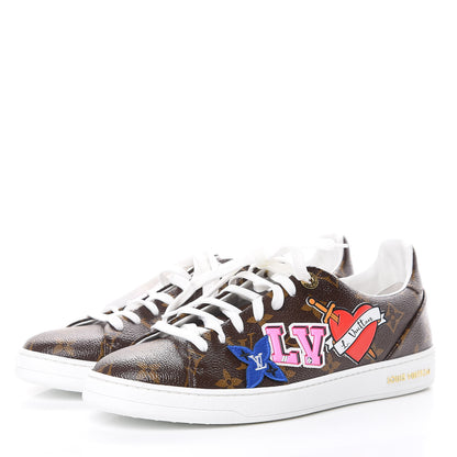 Louis Vuitton Calfskin Monogram LV Black Heart Sneakers 39.5 Cacao 3 of 8