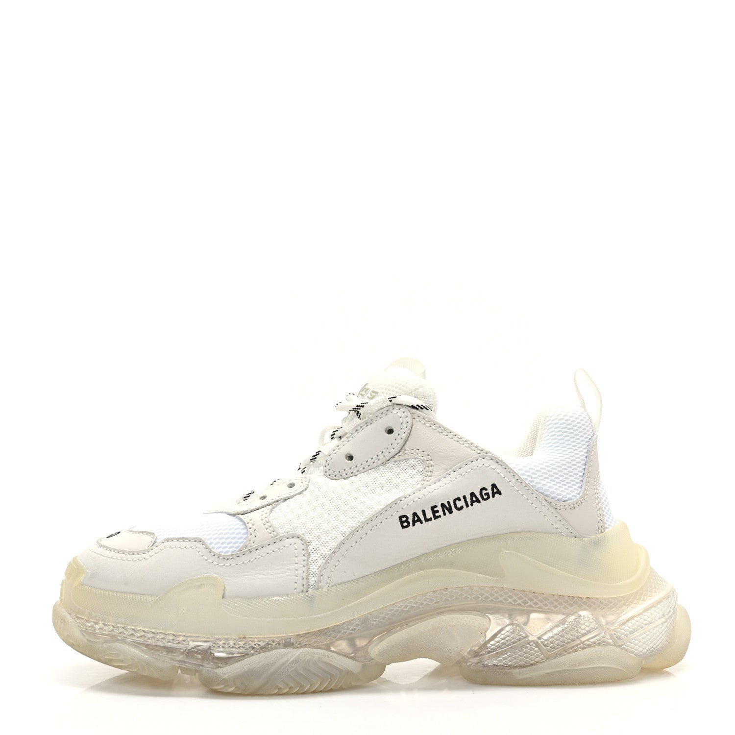 Balenciaga Fabric Mesh Clear Sole Womens Triple S Sneakers 40 White 1 of 7