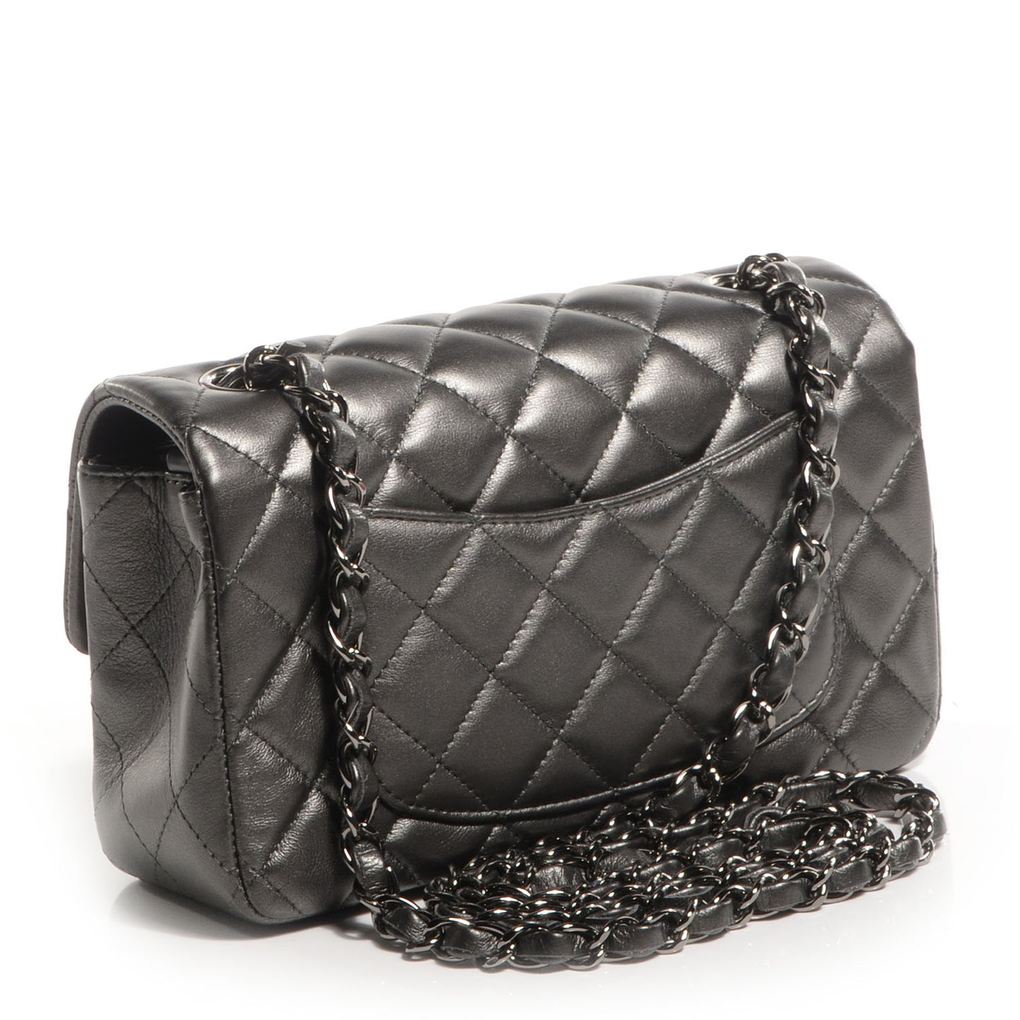 Lambskin Mini Rectangular Flap Anthracite