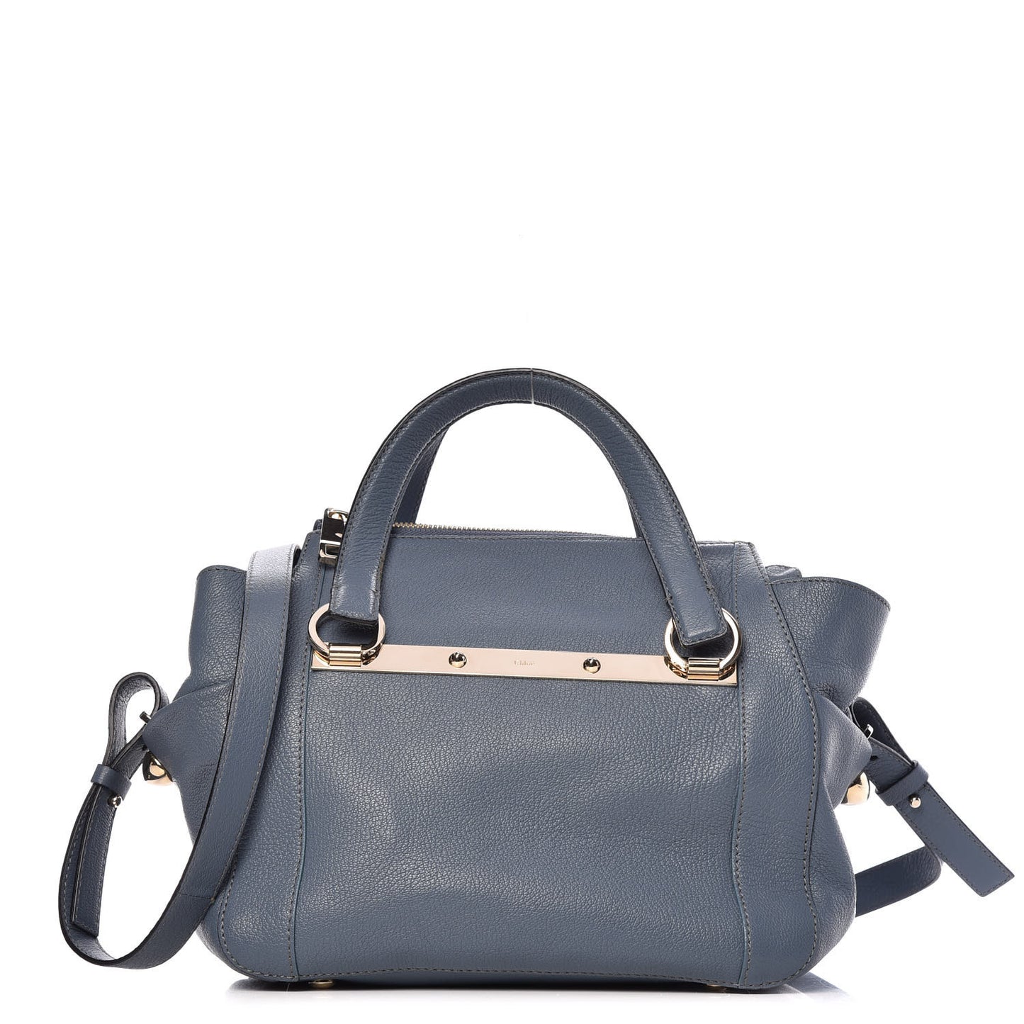 Pebbled Calfskin Satchel Blue