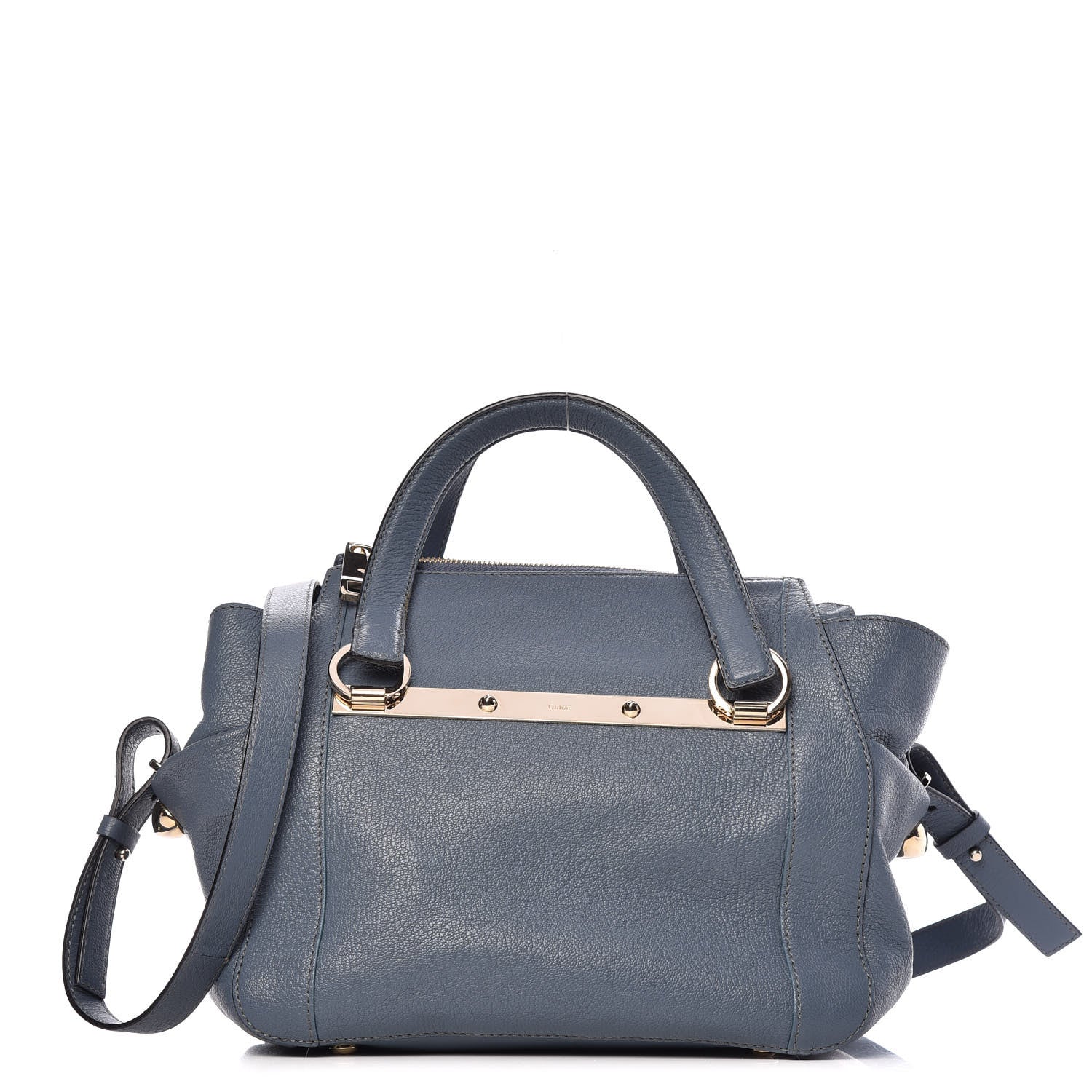 Chloe Pebbled Calfskin Satchel Blue 1 of 9