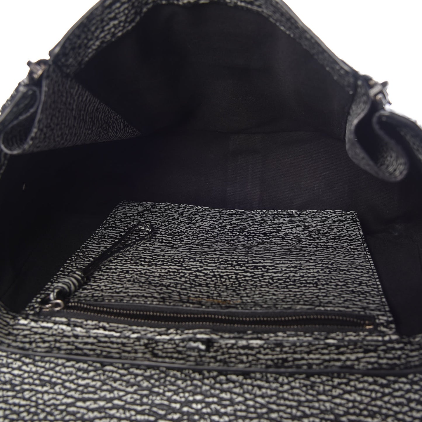 3.1 Textured Calfskin Medium Pashli Satchel Black Cream