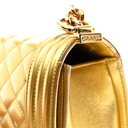 Chanel Metallic Patent Calfskin Quilted Medium Boy Flap Gold 13 of 15