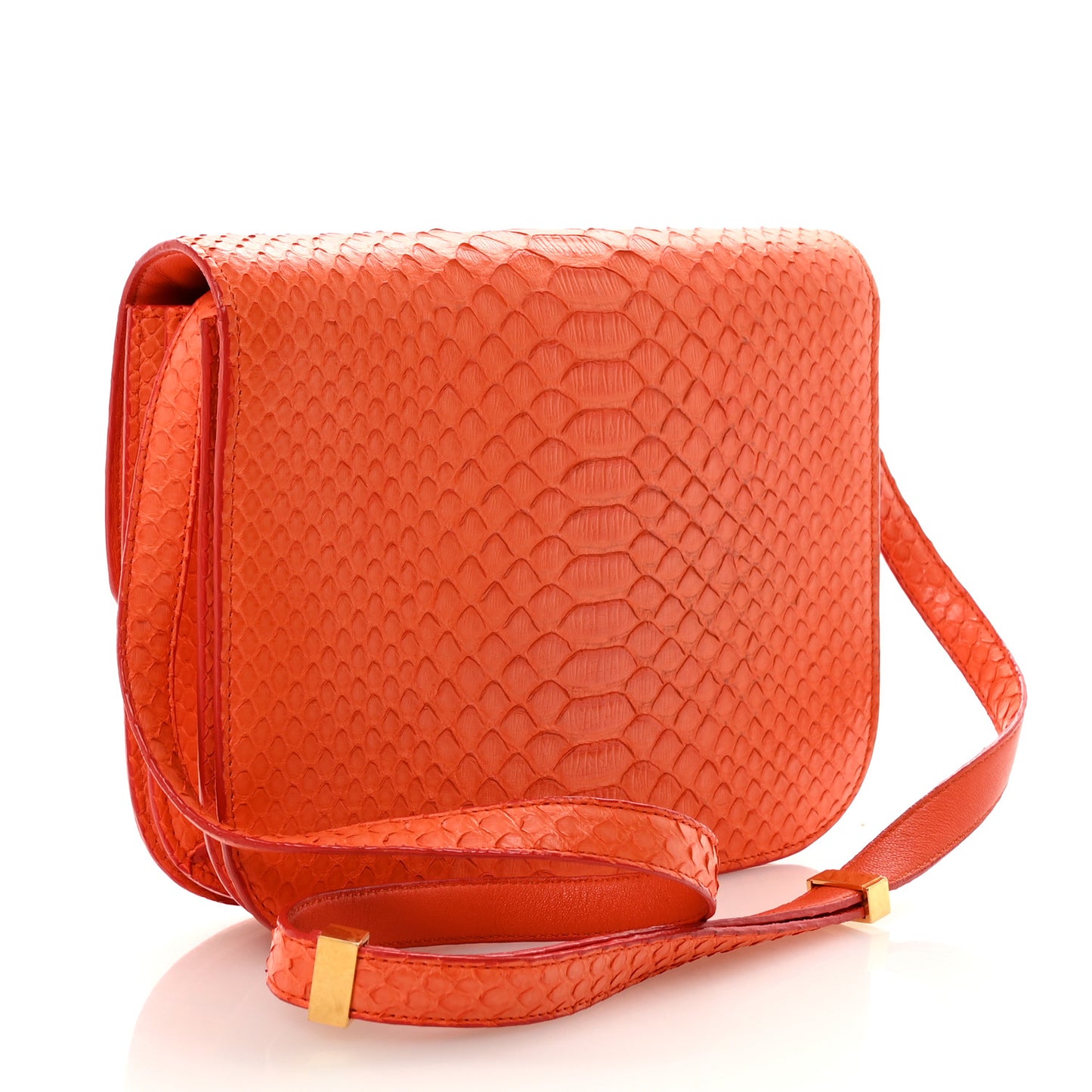 Snakeskin Medium Classic Box Flap Orange
