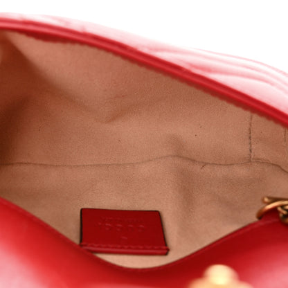Gucci Calfskin Matelasse Super Mini GG Marmont Shoulder Bag Hibiscus Red 5 of 12