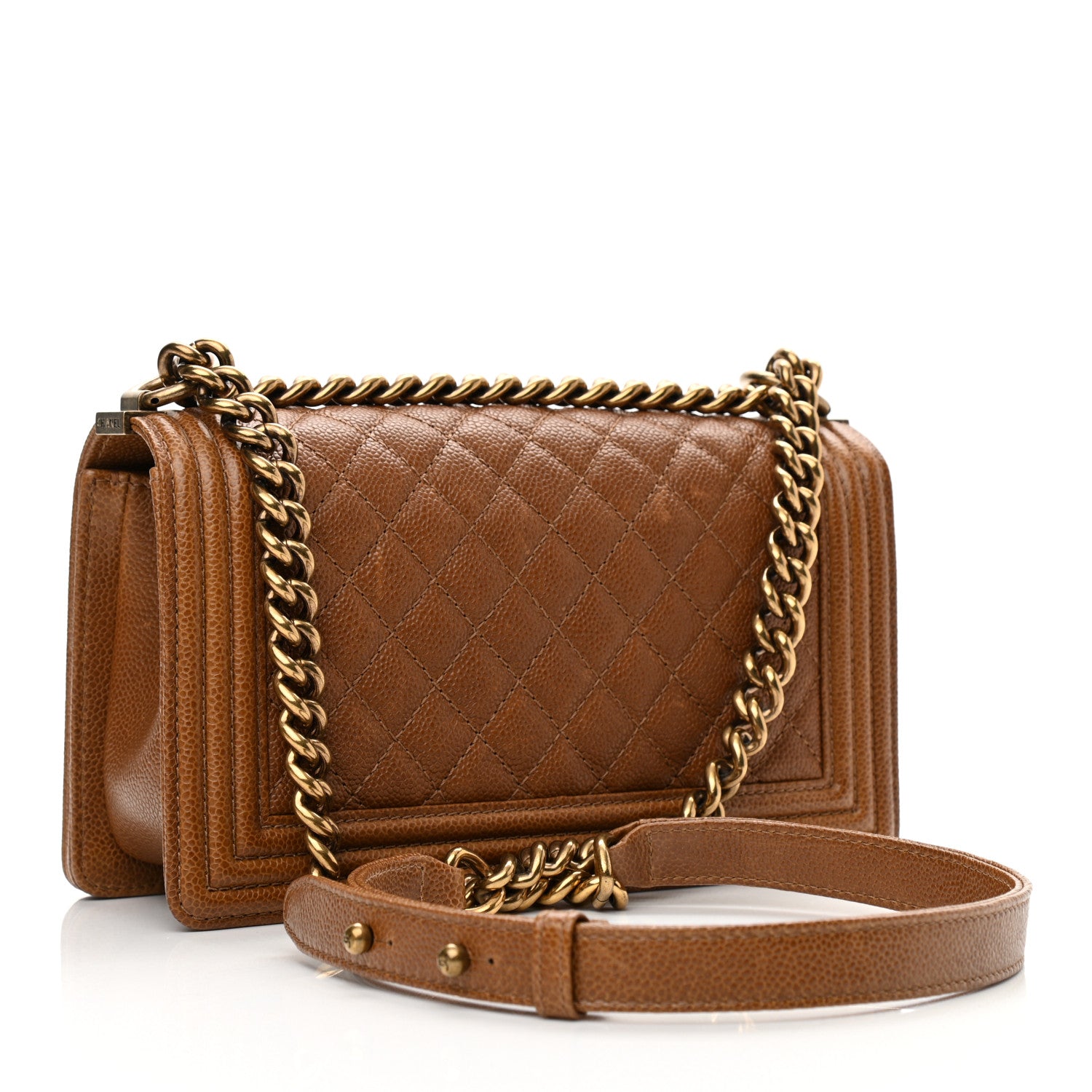 Chanel Caviar Quilted Medium Boy Flap Light Brown 3 of 15
