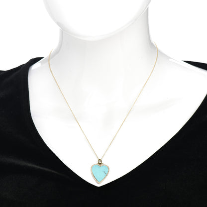 Jennifer Meyer 18K Yellow Gold Diamond Turquoise Heart Pendant Necklace 2 of 4