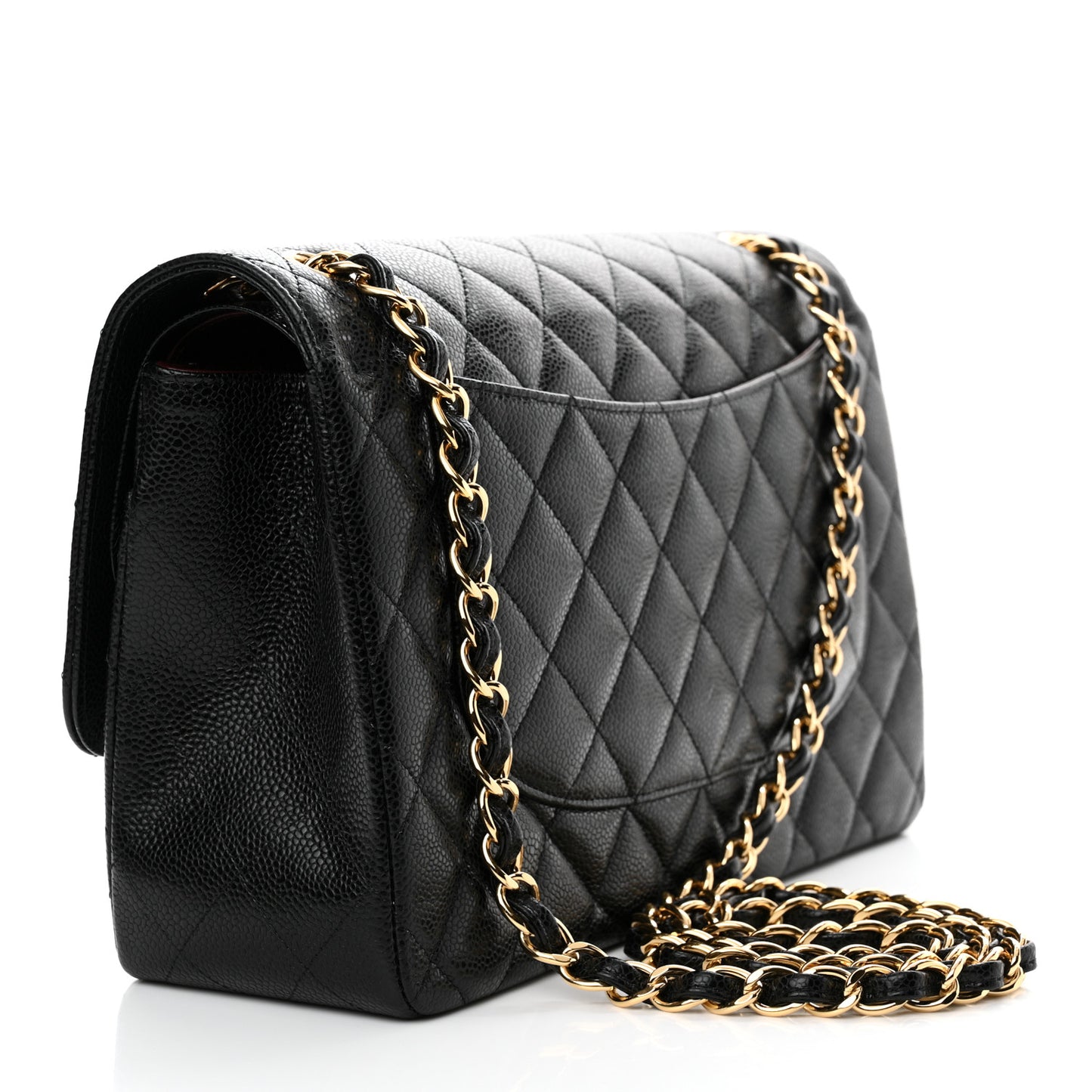 Caviar Quilted Jumbo Double Flap Black