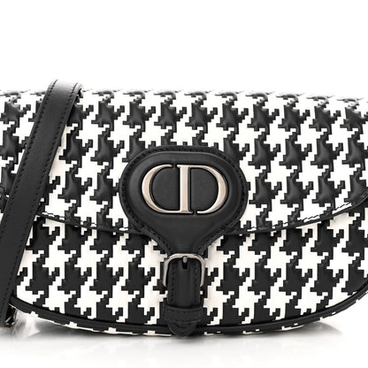 Christian Dior Box Calfskin Houndstooth Quilted East West Bobby Bag Black White 9 of 11