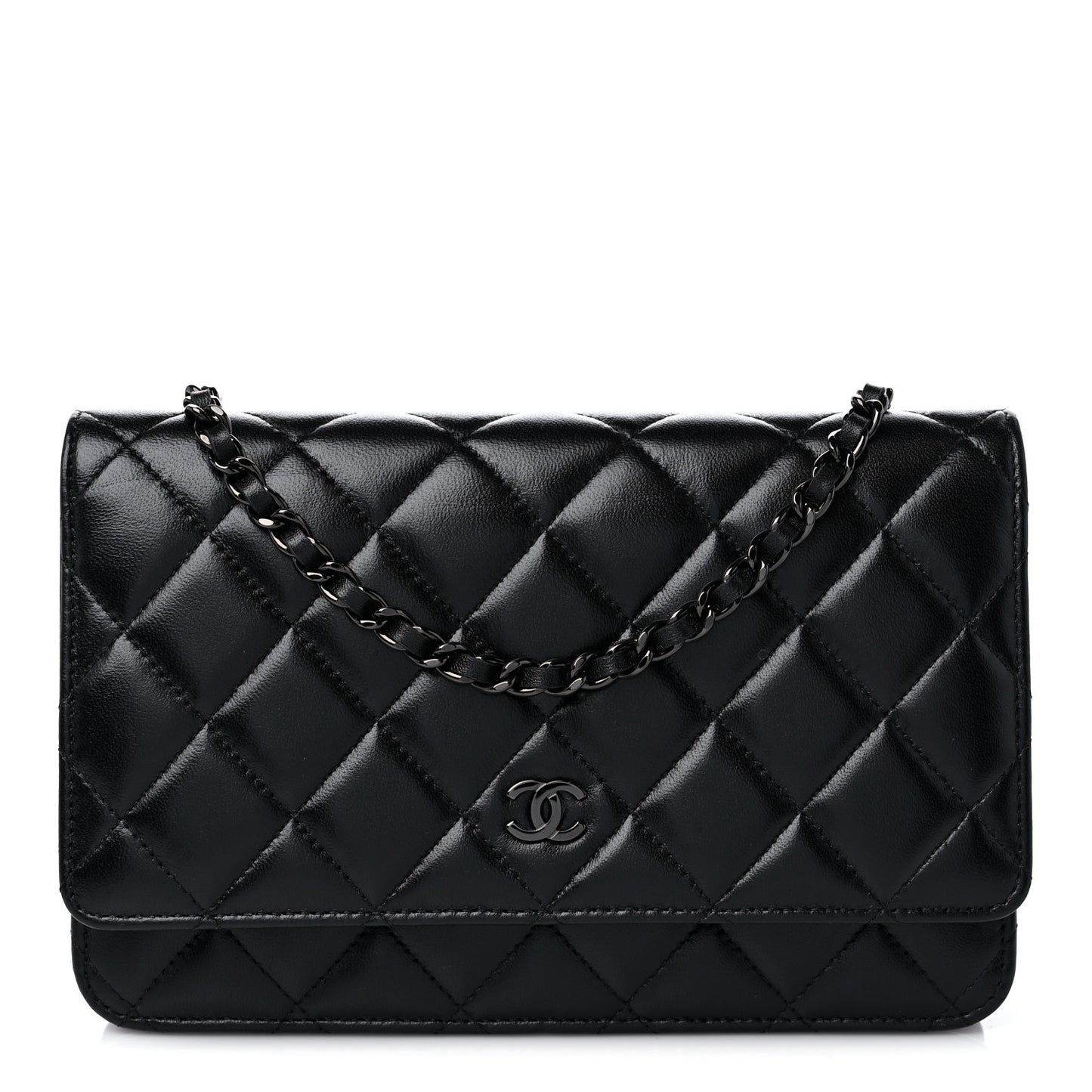 Lambskin Quilted Wallet On Chain WOC So Black
