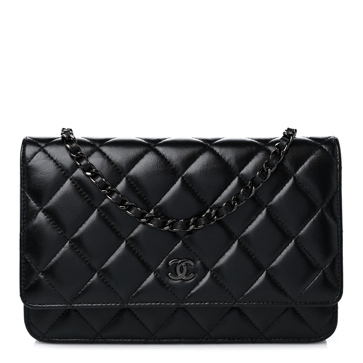 Chanel Lambskin Quilted Wallet On Chain WOC So Black 1 of 11