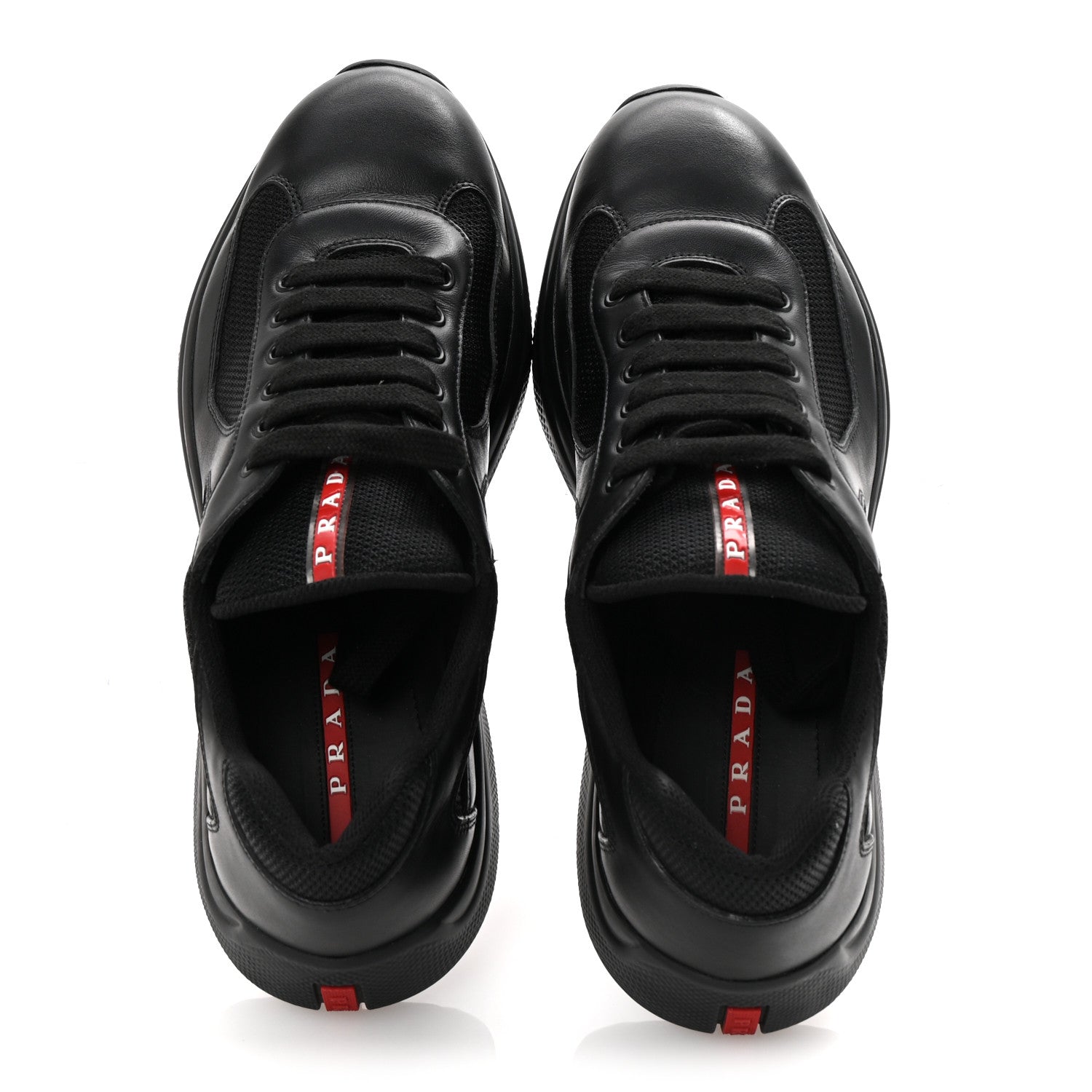 Prada Vitello Soft Mesh Mens America's Cup Sneakers  9.5 Black 2 of 10