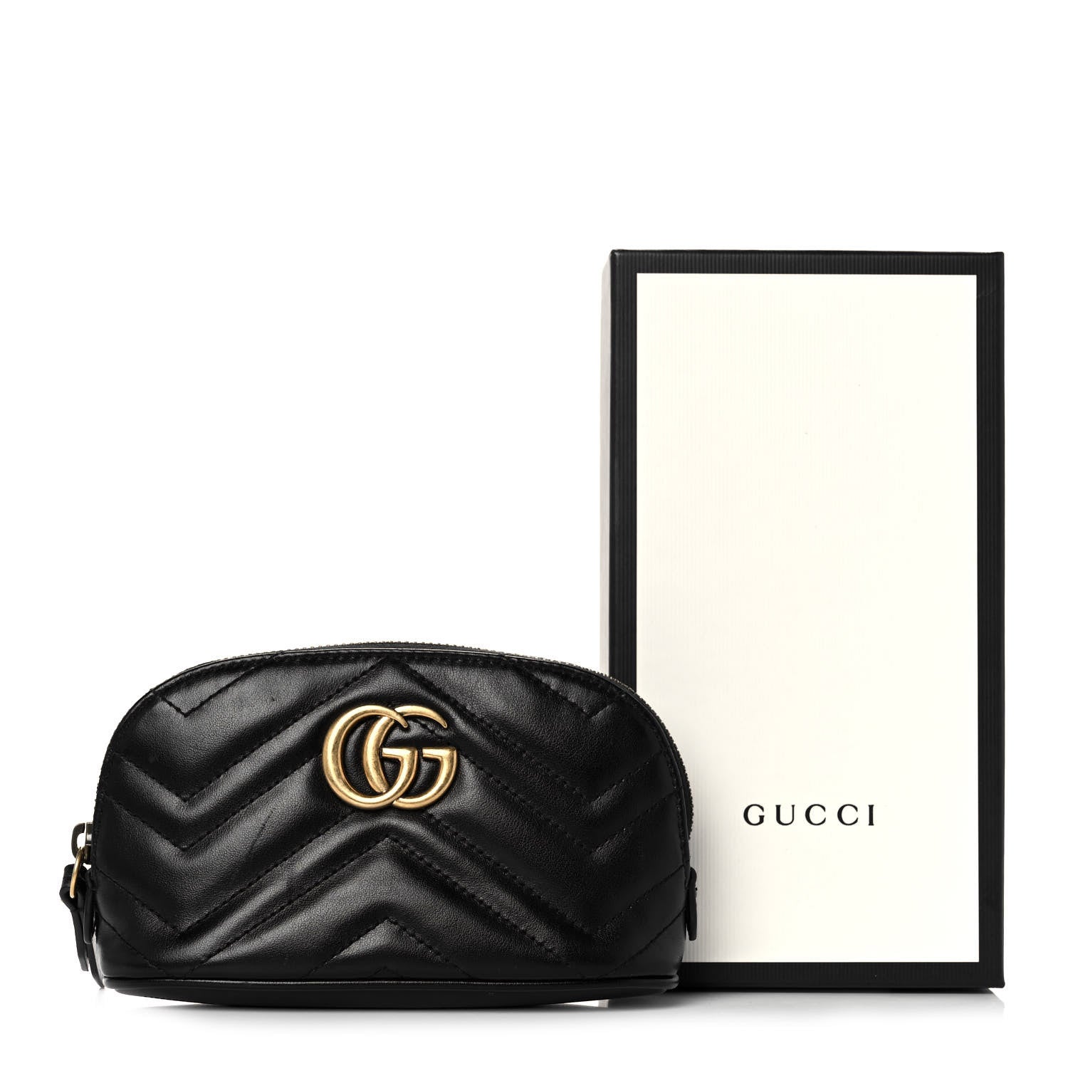 Gucci Calfskin Matelasse GG Marmont Pouch Cosmetic Case Black 14 of 14