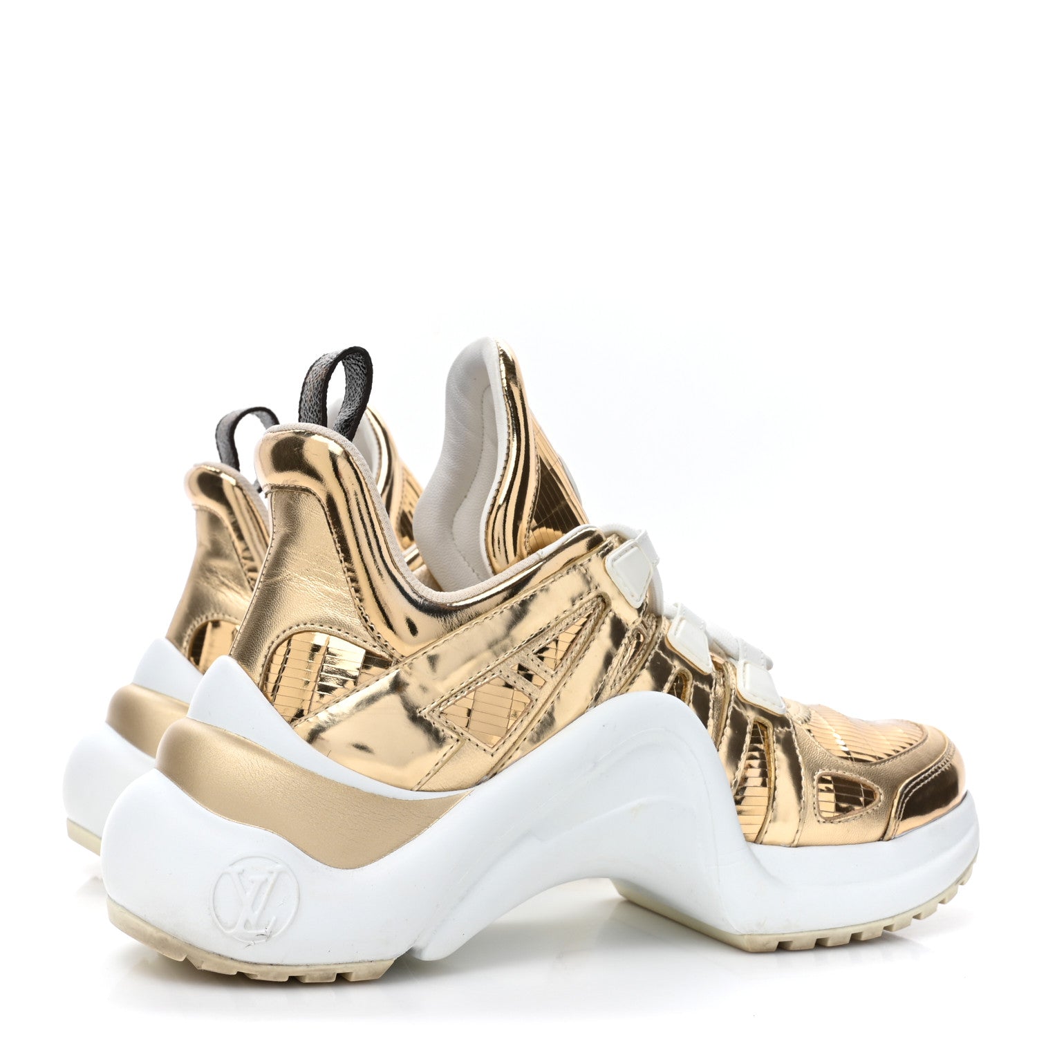 Louis Vuitton Metallic Calfskin Technical Nylon LV Archlight Sneakers 36 Gold White 4 of 9