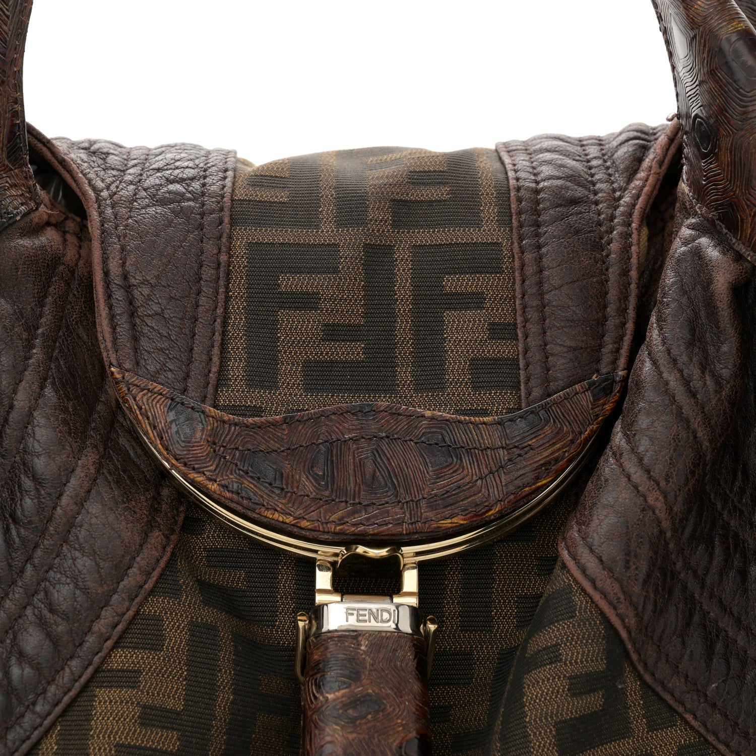 Fendi Zucca Nappa Nuvolata Vitello Tortuga Spy Tobacco Moro 8 of 18