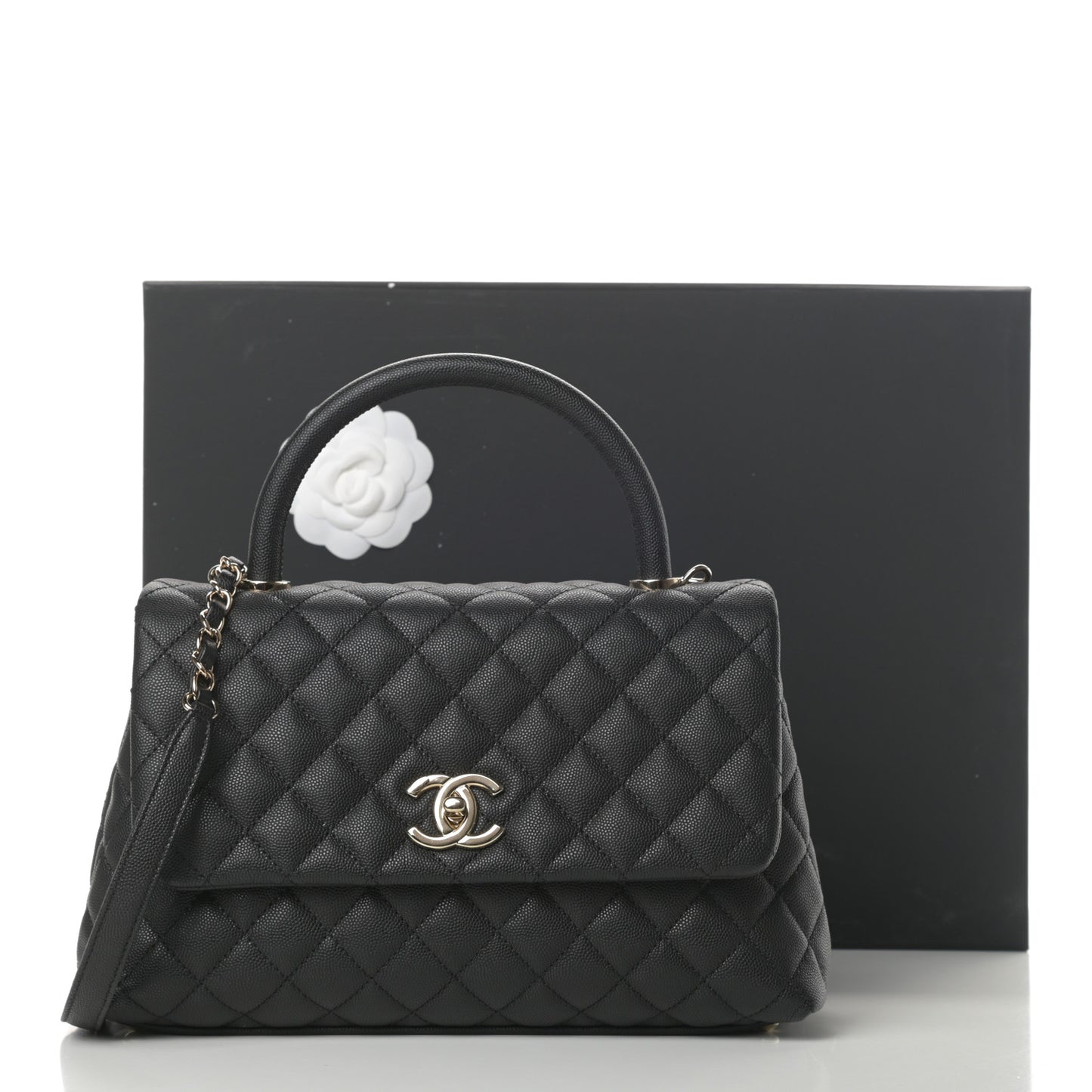 Caviar Quilted Small Coco Handle Flap Black