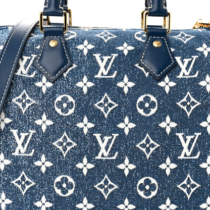 Louis Vuitton Monogram Jacquard Denim Speedy Bandouliere 25 Bleu 7 of 9