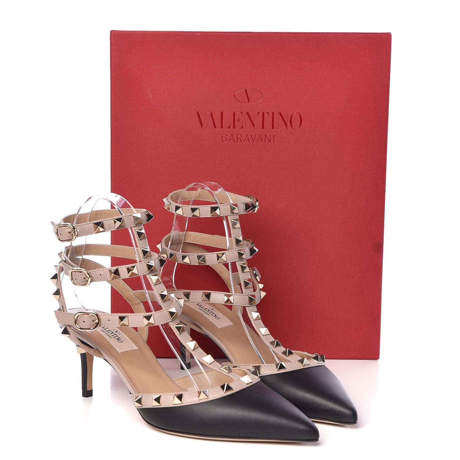 Valentino Garavani Calfskin Nappa Rockstud Ankle Strap 65mm Pumps 38 Black Poudre 9 of 9