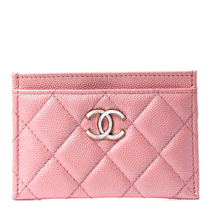 Chanel Iridescent Caviar Quilted Card Holder Rose Pink 1 of 4