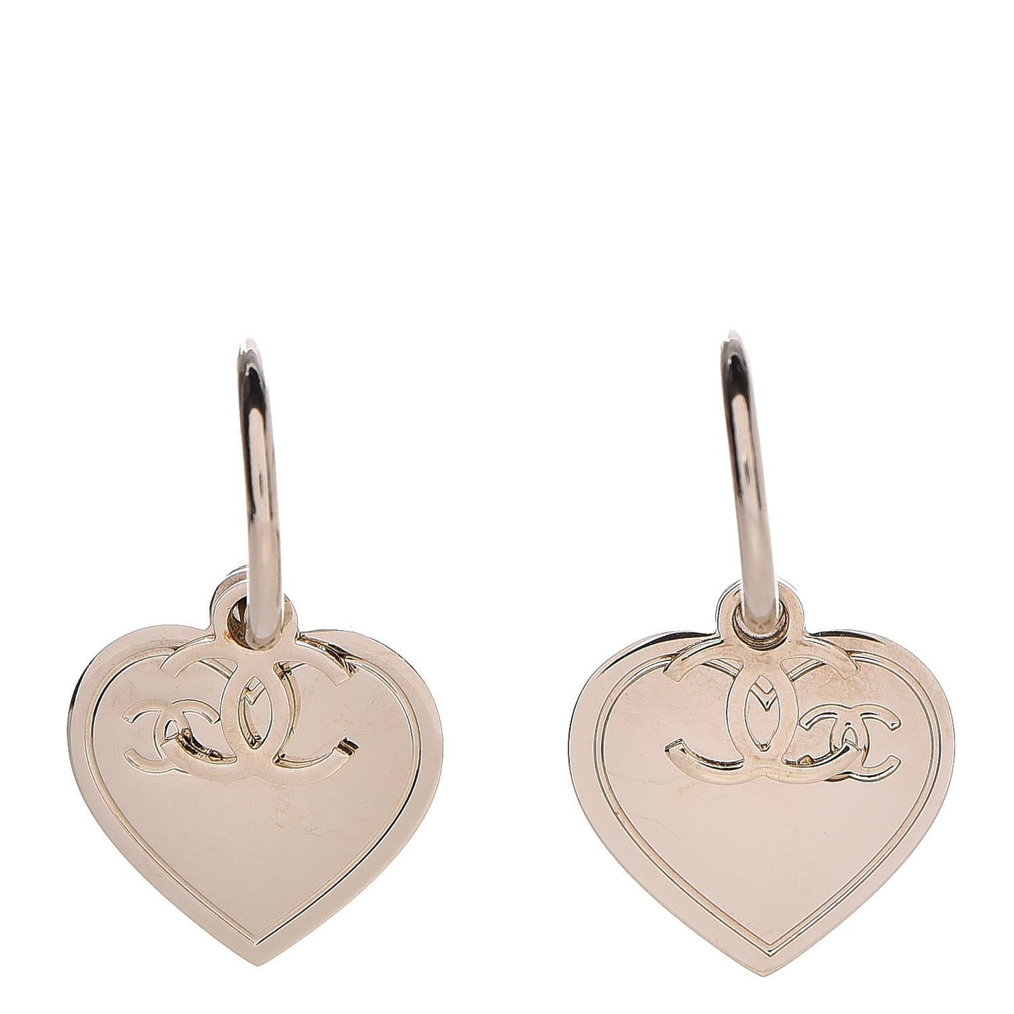 Heart CC Dangle Earrings Gold