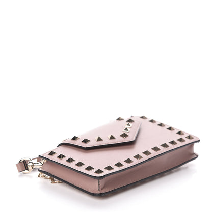 Valentino Garavani Calfskin Rockstud Phone Case With Chain Poudre 5 of 9