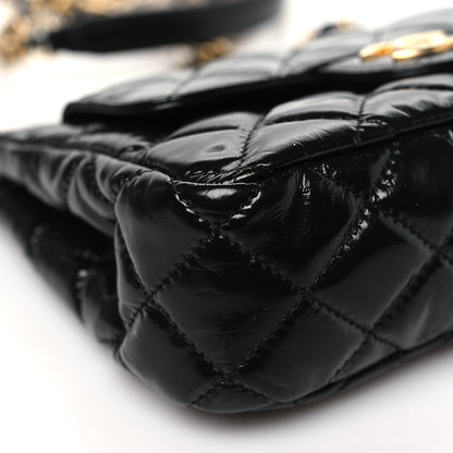 Chanel Shiny Crumpled Calfskin Quilted Small Wavy CC Hobo Black 9 of 10