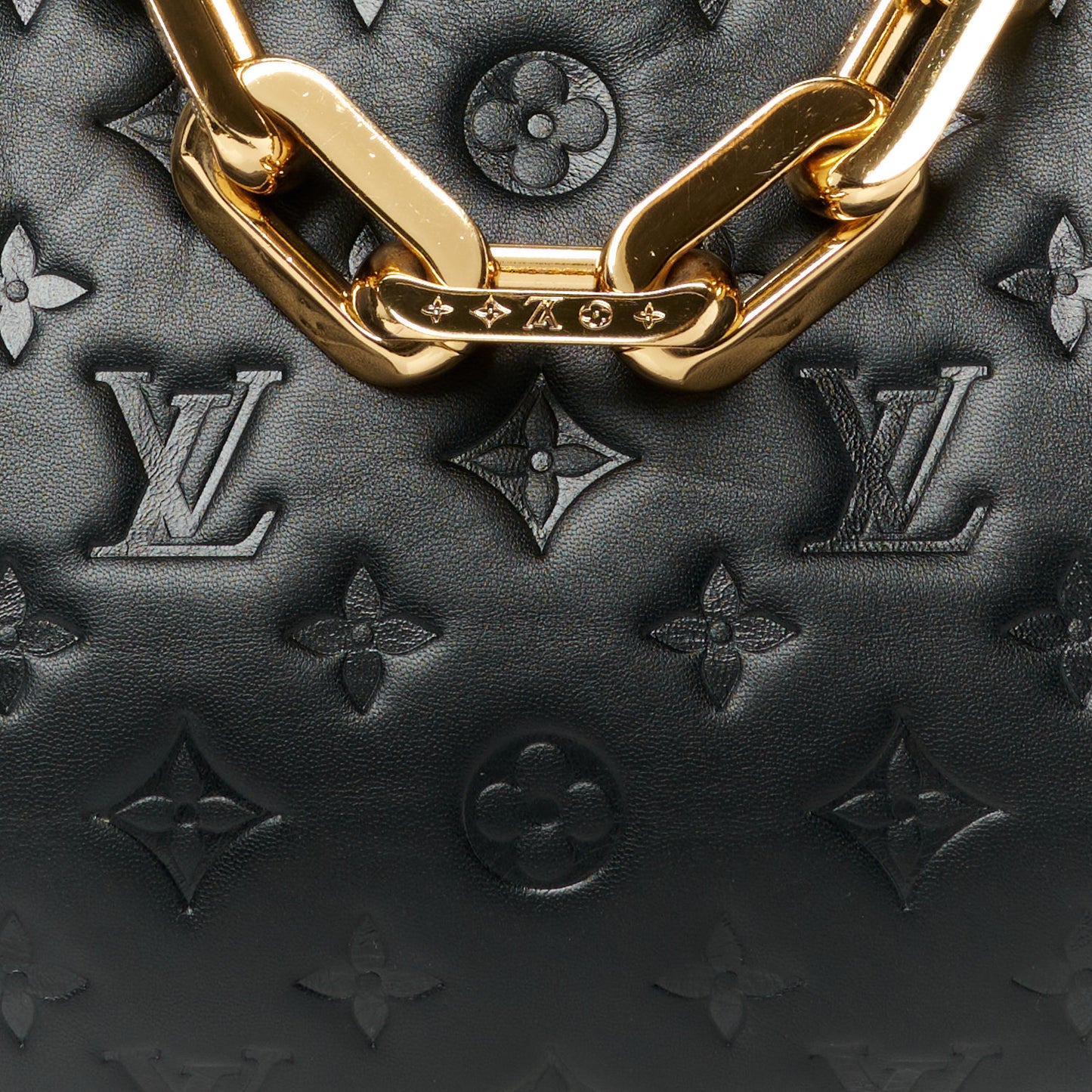 Lambskin Embossed Monogram Coussin MM Black