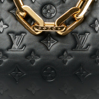 Louis Vuitton Lambskin Embossed Monogram Coussin MM Black 9 of 12