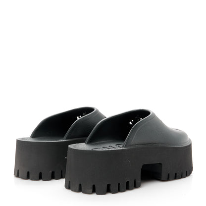 Gucci Rubber GG Monogram Perforated Elea Platform 55mm Lug Sole Sandals 36 Black 4 of 8