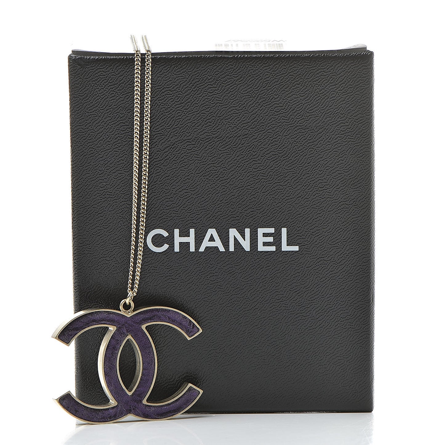 Large CC Pendant Necklace Purple Gold