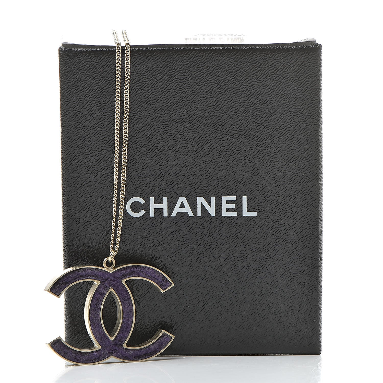 Chanel Large CC Pendant Necklace Purple Gold 6 of 6