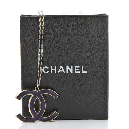 Chanel Large CC Pendant Necklace Purple Gold 6 of 6