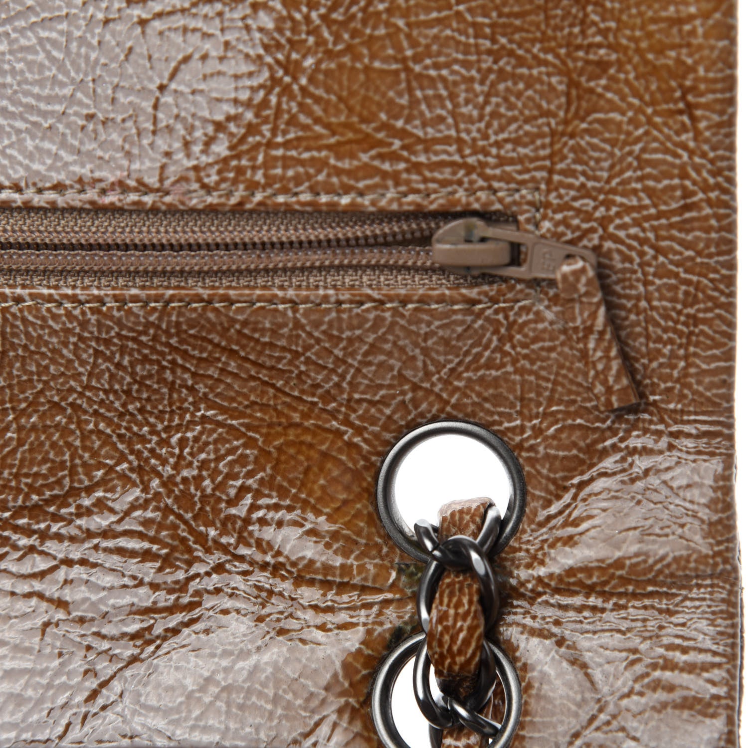 Chanel Crinkled Patent Quilted Medium Double Flap Brown 8 of 11