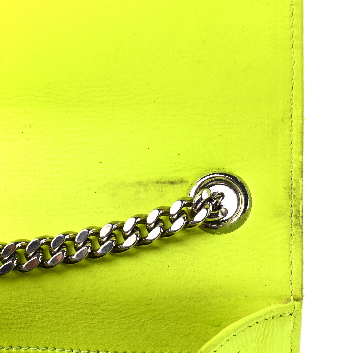 Saint Laurent Patent Grain de Poudre Small Monogram Kate Satchel Neon Yellow 9 of 10