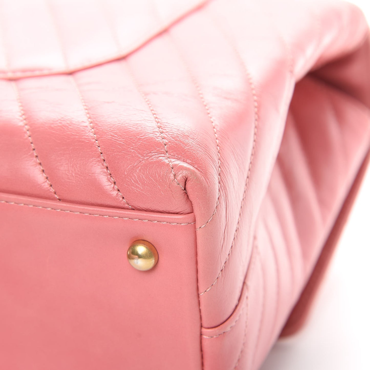 Calfskin Lizard Chevron Quilted Medium Coco Handle Flap Pink