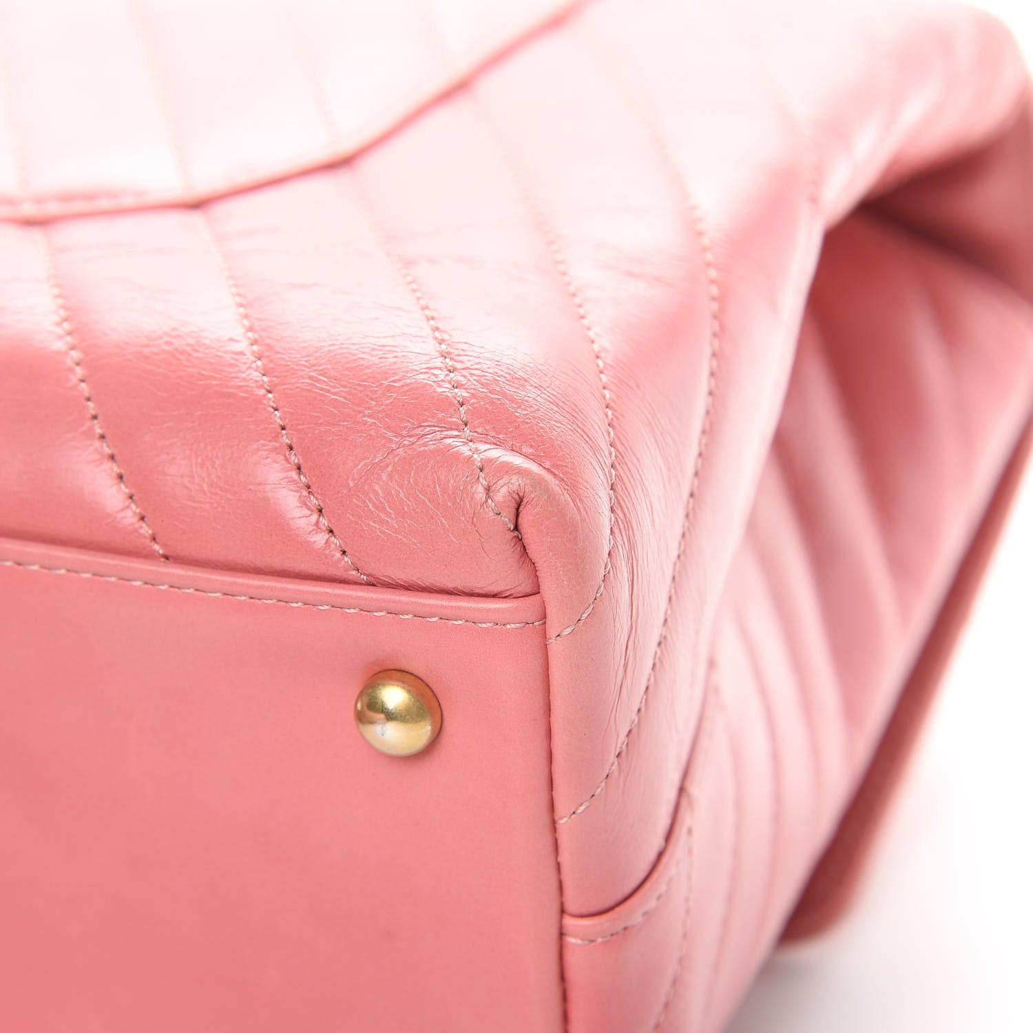 Chanel Calfskin Lizard Chevron Quilted Medium Coco Handle Flap Pink 11 of 13