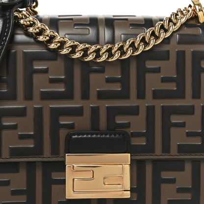 Fendi Vitello Liberty Bi-Color FF 1974 Embossed Small Kan U Shoulder Bag Maya Black 15 of 19