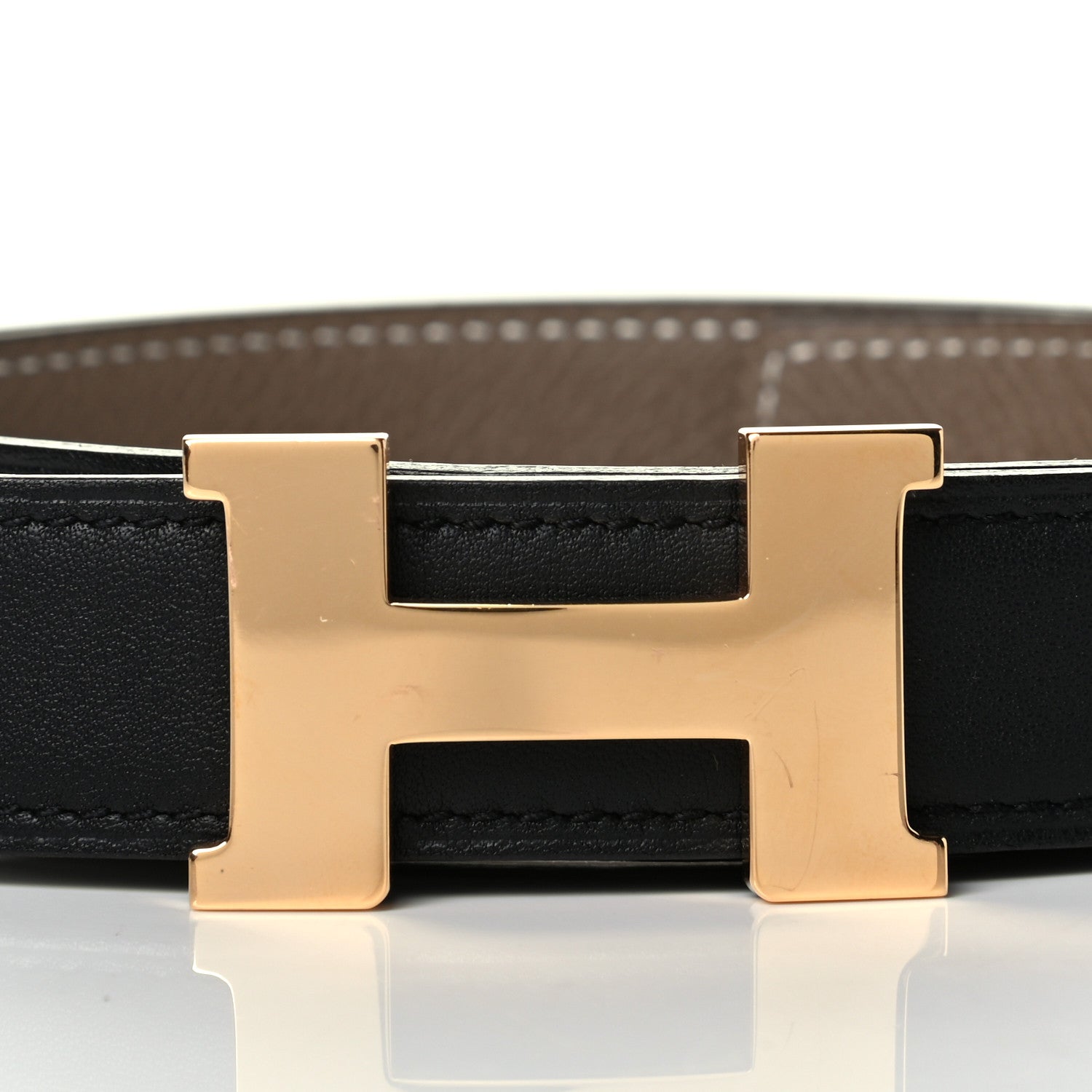 Hermes Swift Epsom 24mm Mini Constance H Belt 85 Black Etoupe 3 of 4